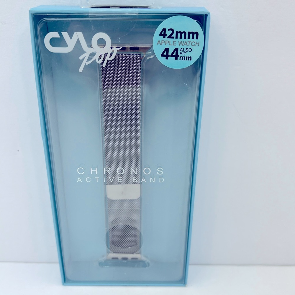 APPLE WATCH BAND, MAGNETIC FASTENER, SILVER COLOR, FITS 42mm-44mm, METAL, UNISEX